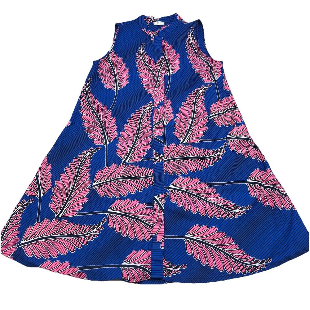 Zuri Kenya Sleeveless Pink Blue Printed Cotton Dress Sz Small
